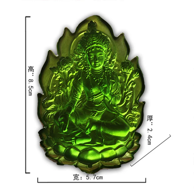 Traditional Glazed Green Tara Statue Pendant Lotus Candle Holder Base Buddha Offering Home Decor