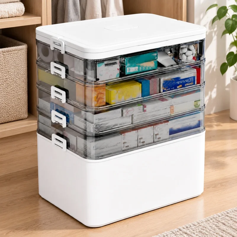 Travel-Friendly Multi-Layer Pills Organizer with Large Sections, Sturdy Build for Everyday Medicine Storage