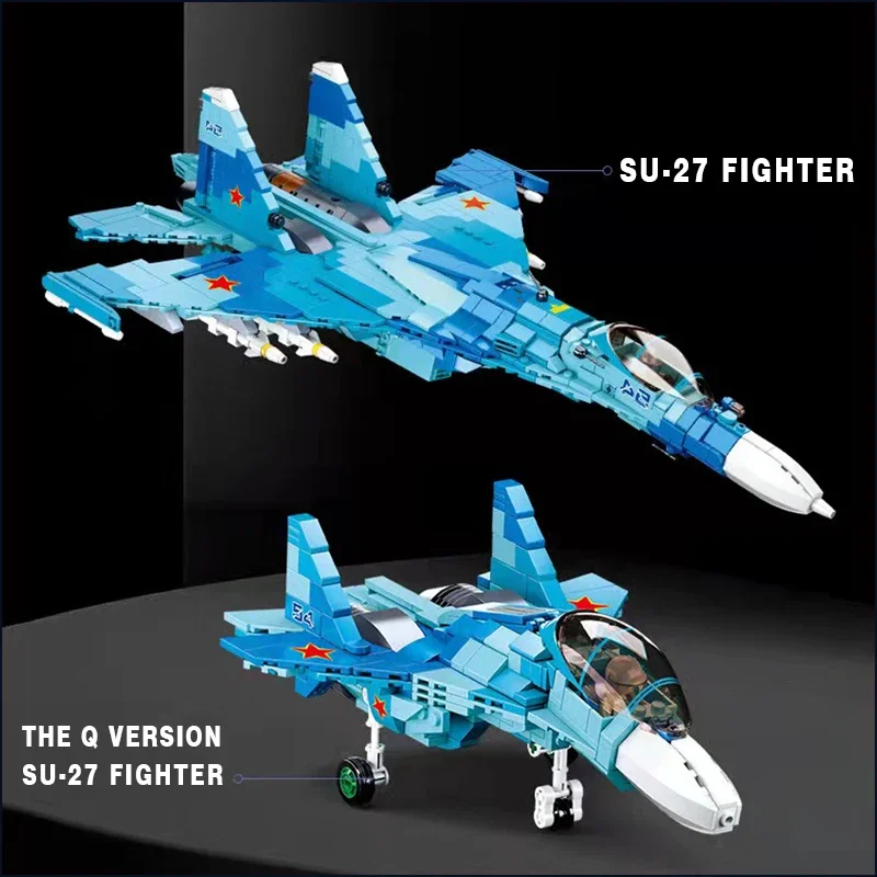 Arma da força aérea militar sukhoi Su-27 Su-57 flanker lutador blocos de construção kit tijolos ww2 modelo clássico brinquedos meninos presente