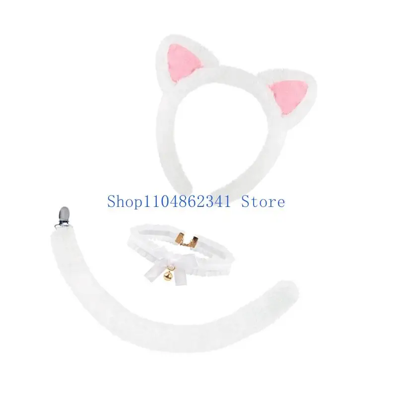 5asd crianças traje animal orelhas gatos bandana gargantilha tutu saia cauda conjunto gatos trajes acessórios para decorações