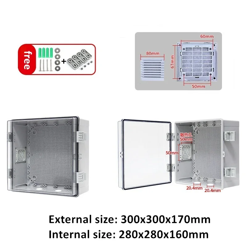 Elektrische meterbedieningskast Geventileerde kunststof verdeelkast Regendichte warmteafvoergaten Monitoring Junction Box