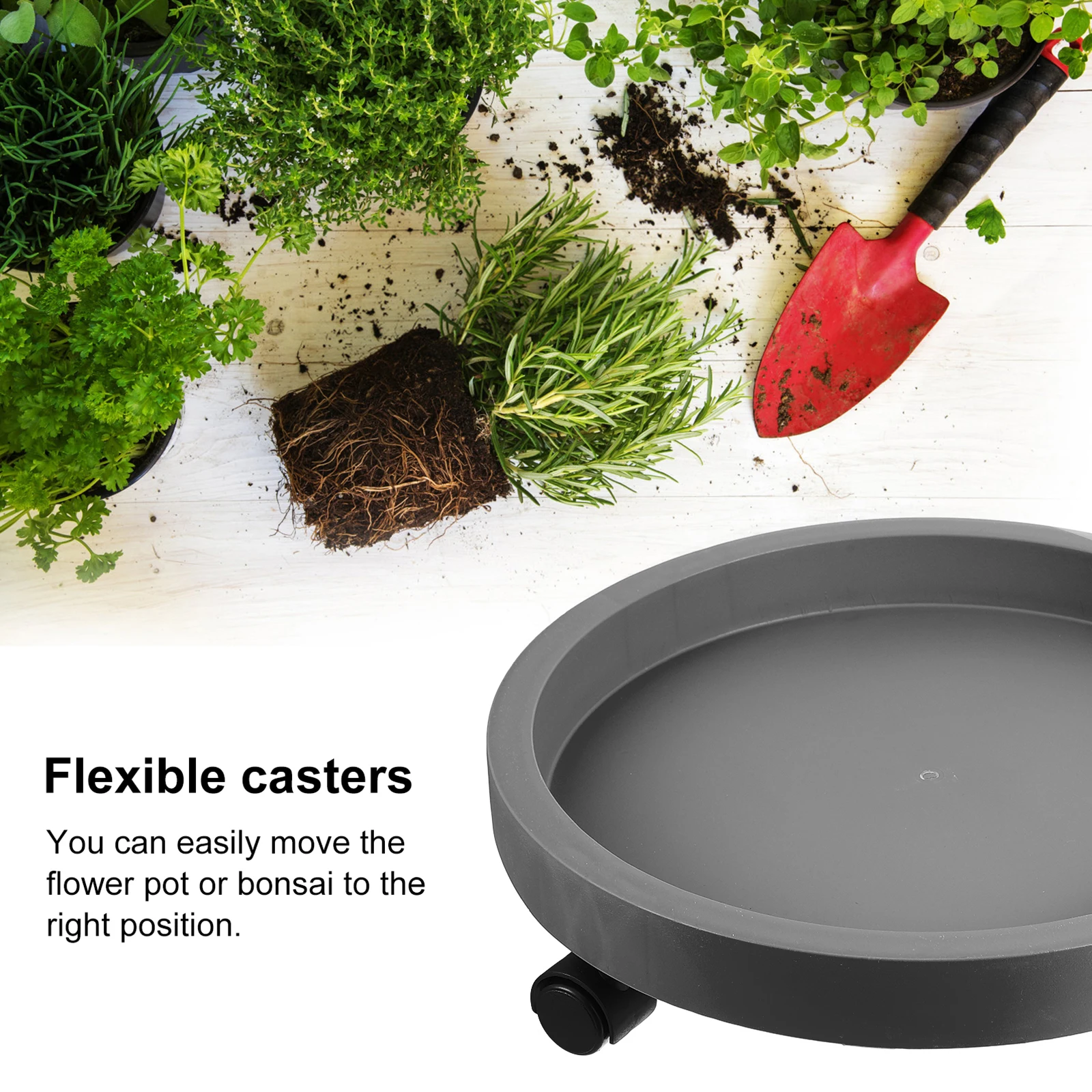

Flower Pot Base Plant Roller Tray Plastic Thickened Durable Movable Stand for Large Pots Garden Balcony Yard Patio Deck