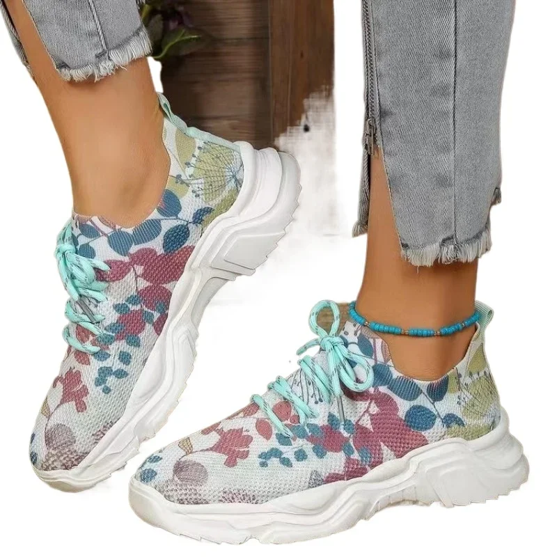2024 Fashion Sneakers Women Advanced Design Printed Breathable Lightweight Running Shoes Tennis Shoes Sports Casual Summer