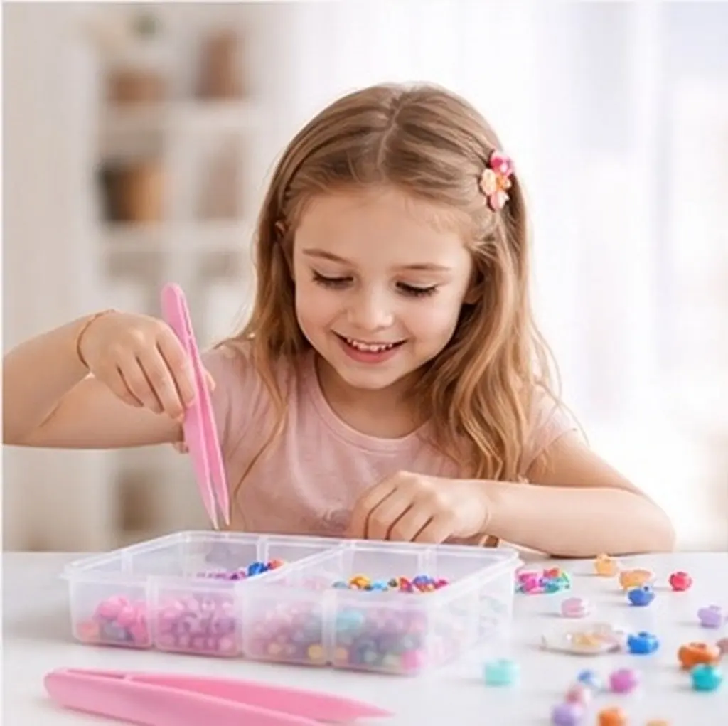 20Pcs Kids Plastic Precision Tweezers Straight Tip Child Safe Fine Motor Crafting Bead Tweezers for Arts Crafts Montessori