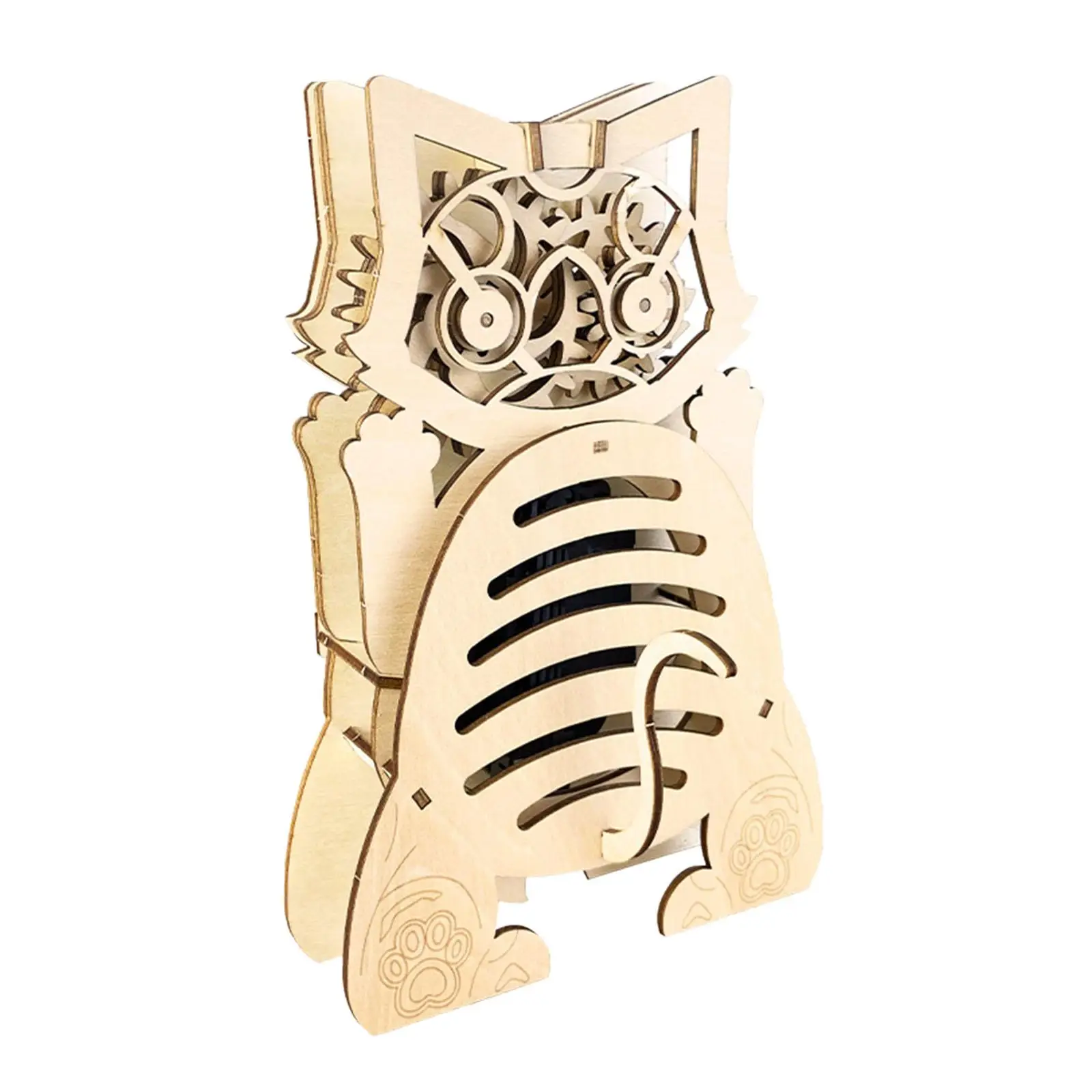Wooden Cat Themed 3D Puzzle Clock for Table Desk Decoration Educational Toy for Adults Children Fun DIY Project for Indoor Rooms