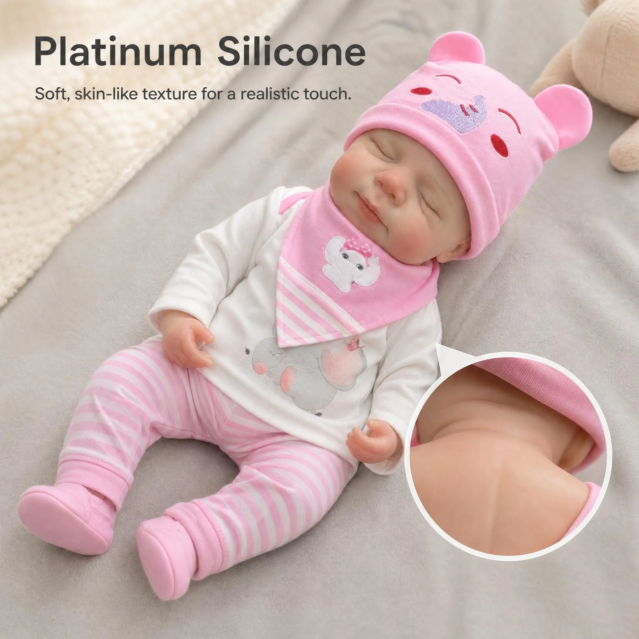 NPK Neue Reborn-Babypuppe 16 Zoll Pascale Gewicht 2,6 KG Ultra Weiche Platin-Silikon Echte Neugeborenen-Puppe mit Offener Mundöffnung – Detail 6