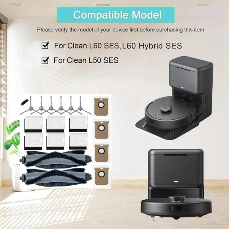 Para Eufy Clean L60 SES / L60 Hybrid SES / L50 SES Robot aspirador Cepillo Lateral principal filtro Hepa bolsas de polvo Accesorios