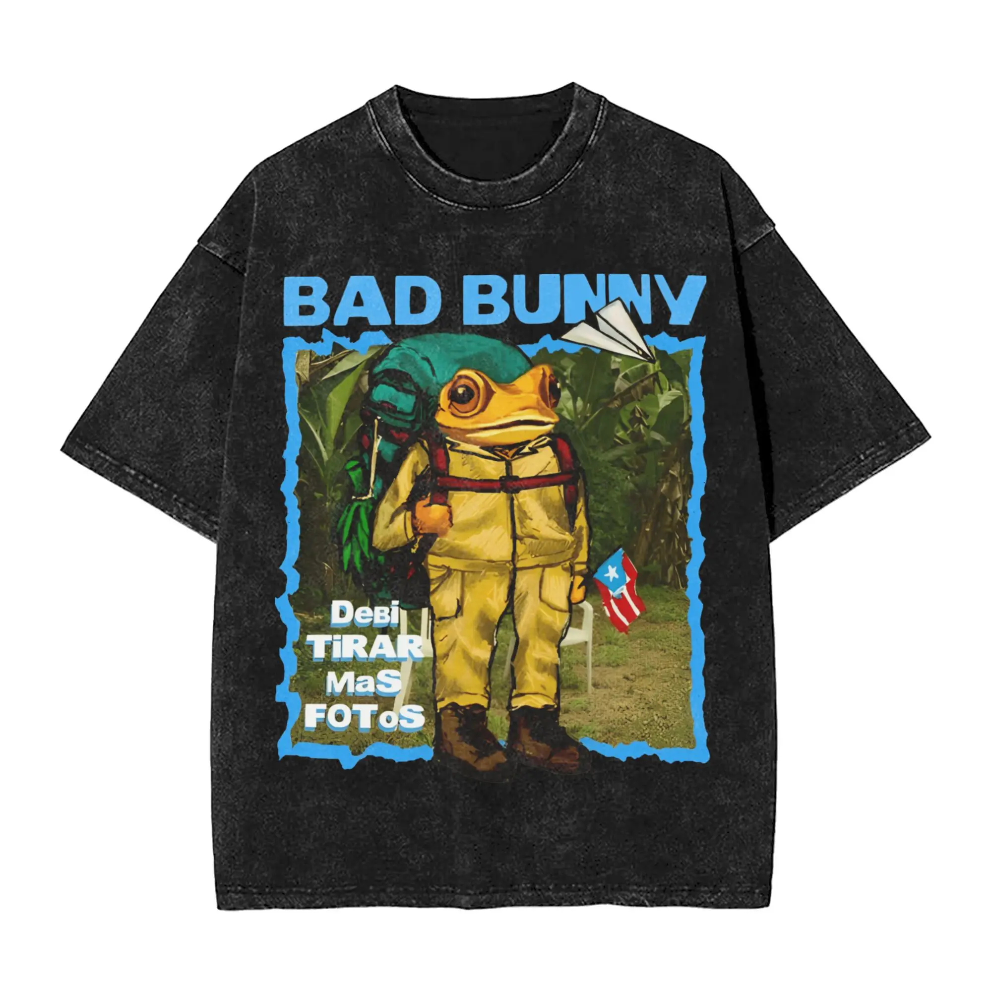 

Mens T-Shirt DTMF Debi Tirar Mas Fotos BAD BUNNY Washed T-Shirts Novelty Beach Tees Awesome Pattern Cotton Clothing Plus Size