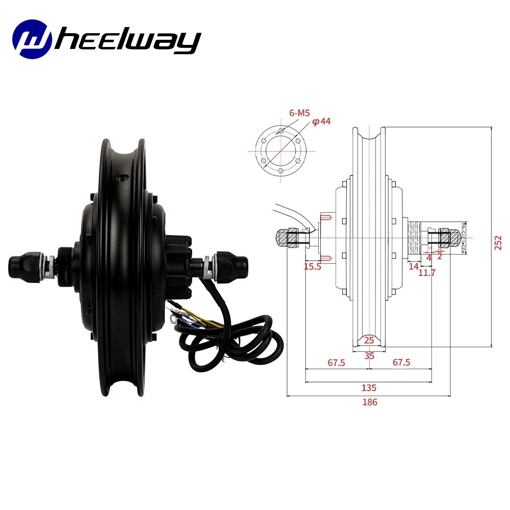 12 pollici 36V/48V/60 v72v 800W-1500W motore del mozzo della bicicletta elettrica 135mm motorino di dimensioni aperte ruota della bicicletta