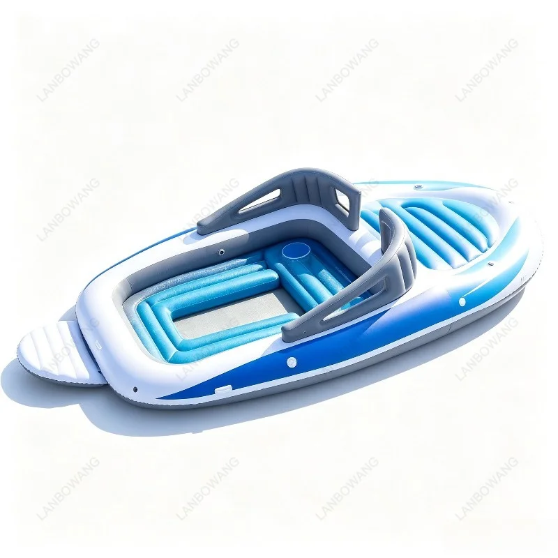 6-Person Inflatable Canoe Raft Boat, Outdoor Party Water Leisure Inflatable Yacht
