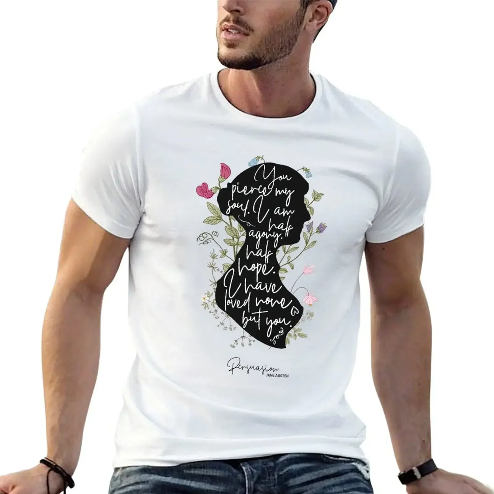 Persuasion Quote Lustre T-shirt plus size tops heavyweights tees t shirts for men cotton