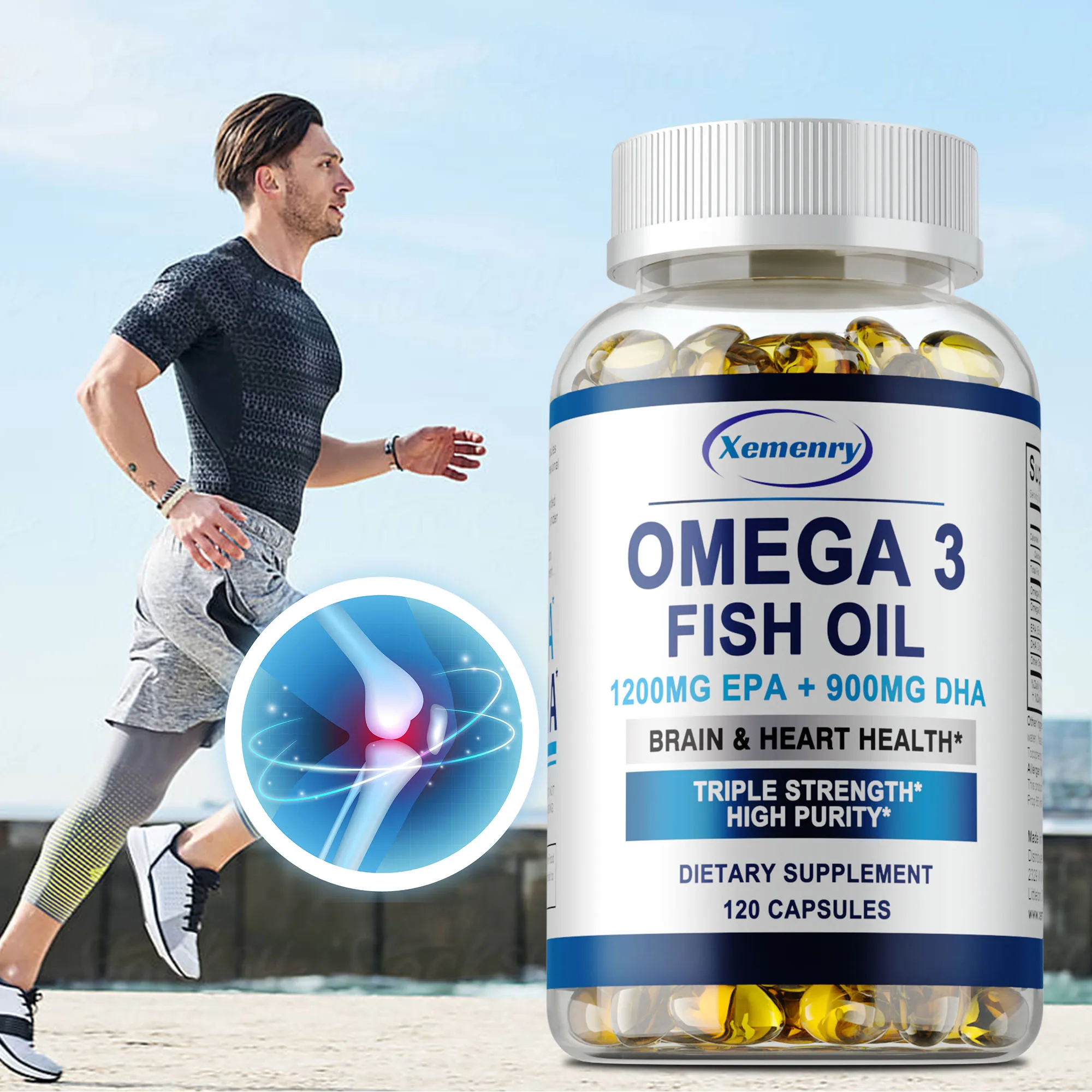 

Omega 3 Fish Oil - Relieves Stress, Nervous System Health, Supports Skin and Hair Health