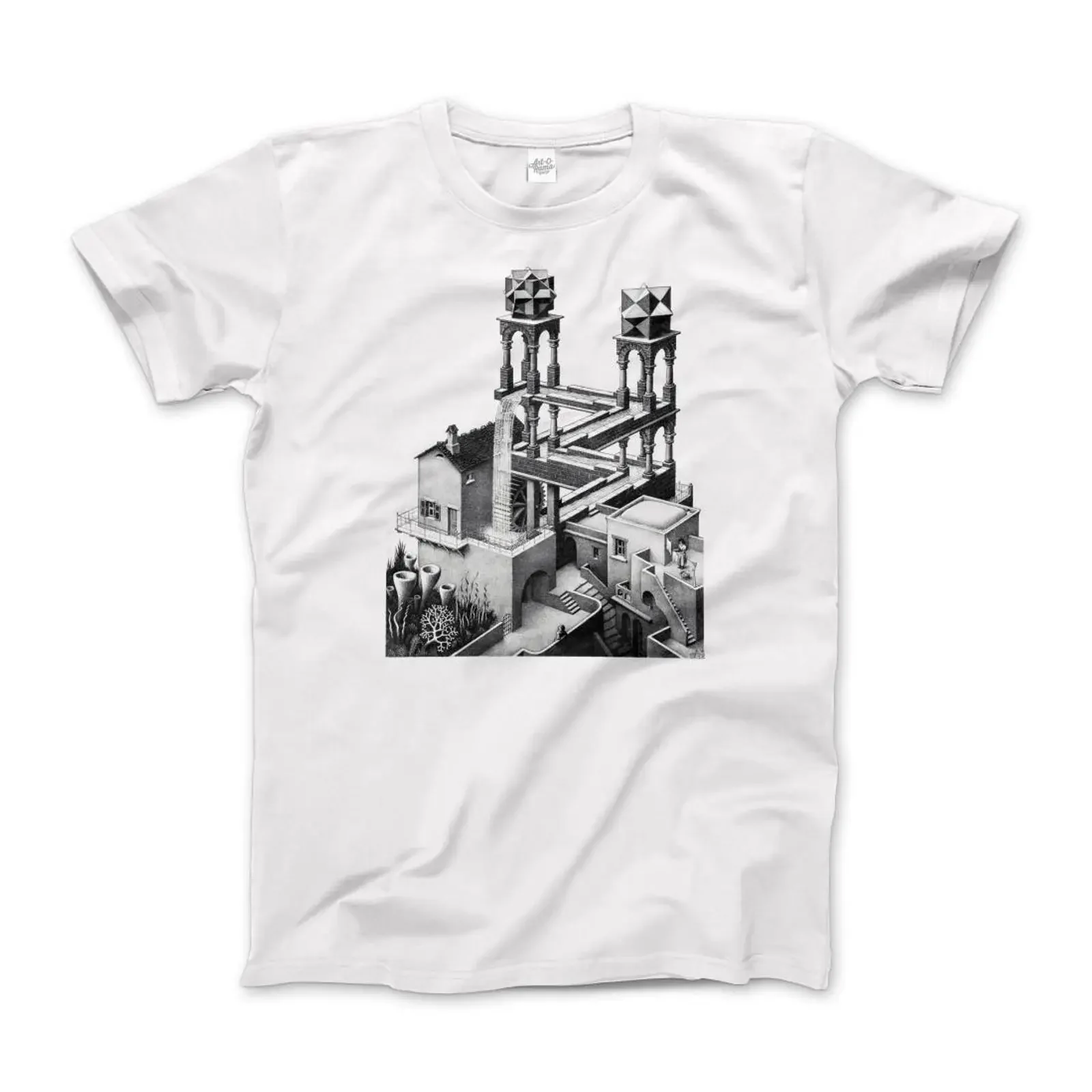 Escher Waterfall Illusion T Shirt vintage Washed Top For Everyday Wear homme Comfortable Slightly Stylish Casual Stretched