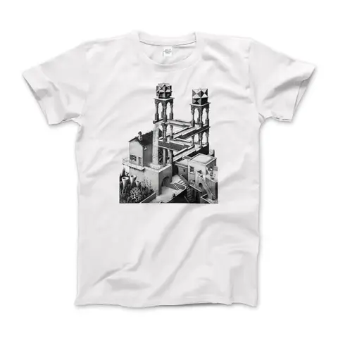 Escher Waterfall Illusion T Shirt vintage Washed Top For Everyday Wear homme Comfortable Slightly Stylish Casual Stretched
