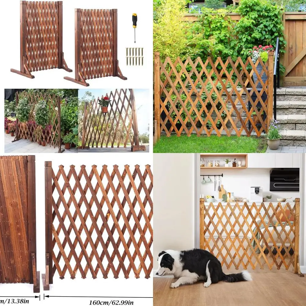 سياج حديقة خشبي قابل للتوسيع - عبوة من تعريشة قائمة بذاتها للاستخدام الداخلي والخارجي