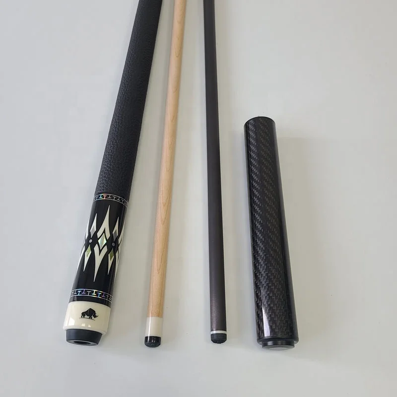 عالية الجودة 2 قطعة خشب القيقب ألياف الكربون تجمع جديلة مجموعة بعقب واحد مع 2 محاور شعاعي دبوس البلياردو جديلة مع الكربون جديلة تمديد