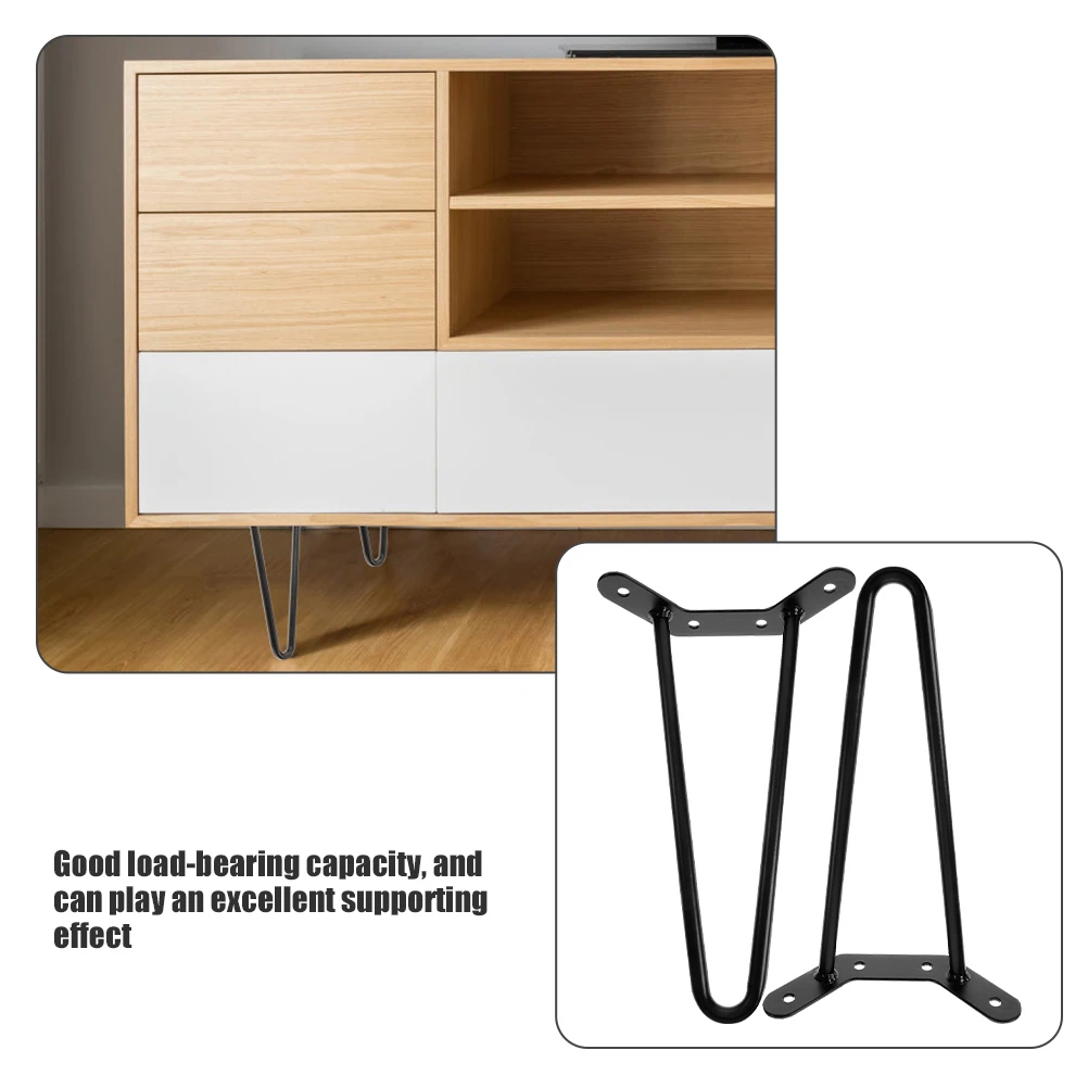 

2pcs Hairpin Table Legs Metal Industrial Portable Furniture Coffee Strong Durable Material Easy Install Wide Use Efficient