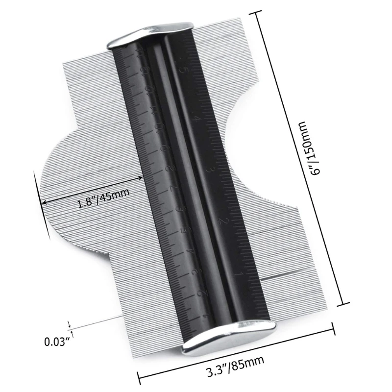 Contour Gauge 6 Inches Metal Profile Gauge Shape Duplicator Precision Tool Multifunctional Contour Duplicators Black