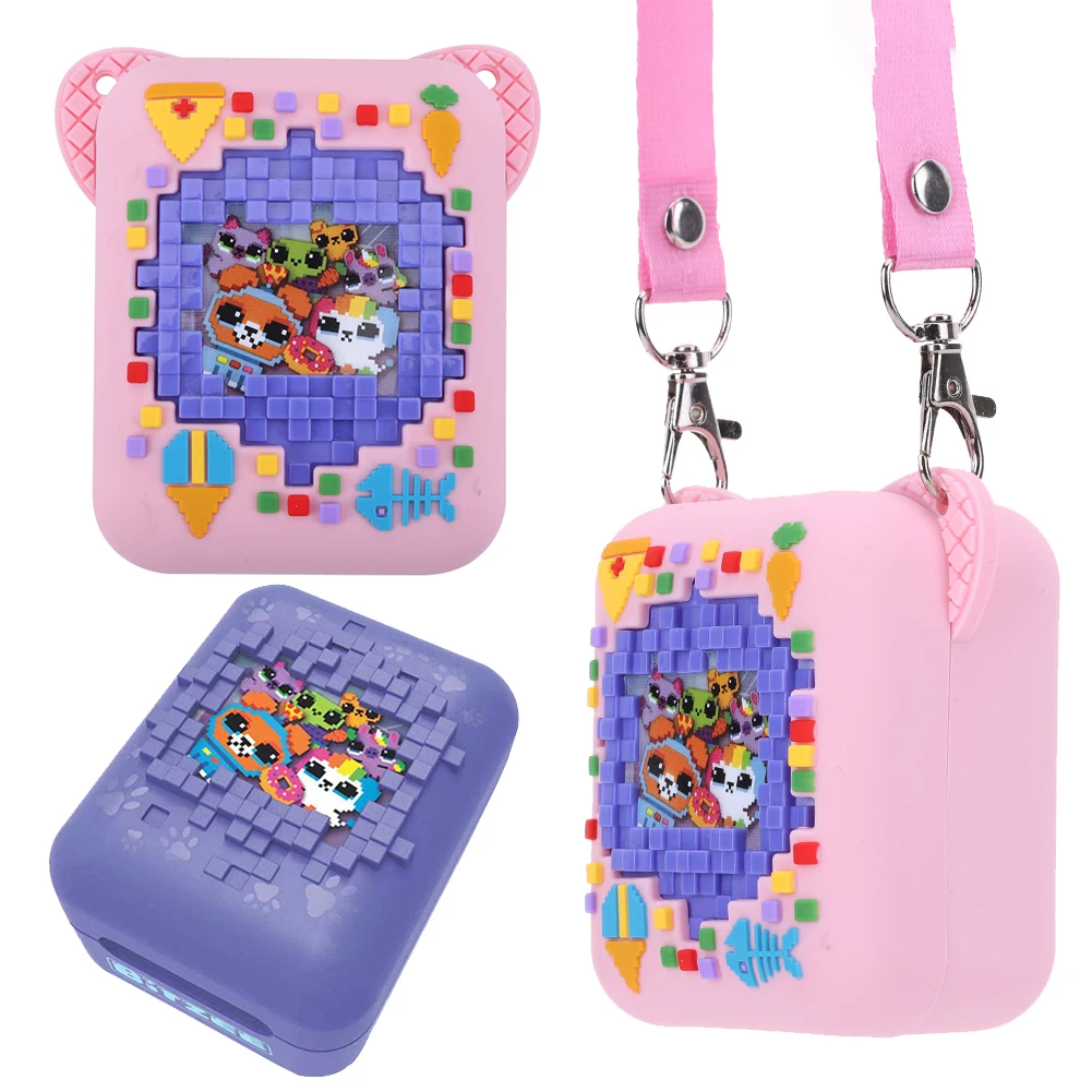 

Силиконовый защитный чехол с ремешком для переноски, дорожный футляр, защита от падений, 3D-принт «Еда» для интерактивной игрушки Bitzee, цифрового питомца