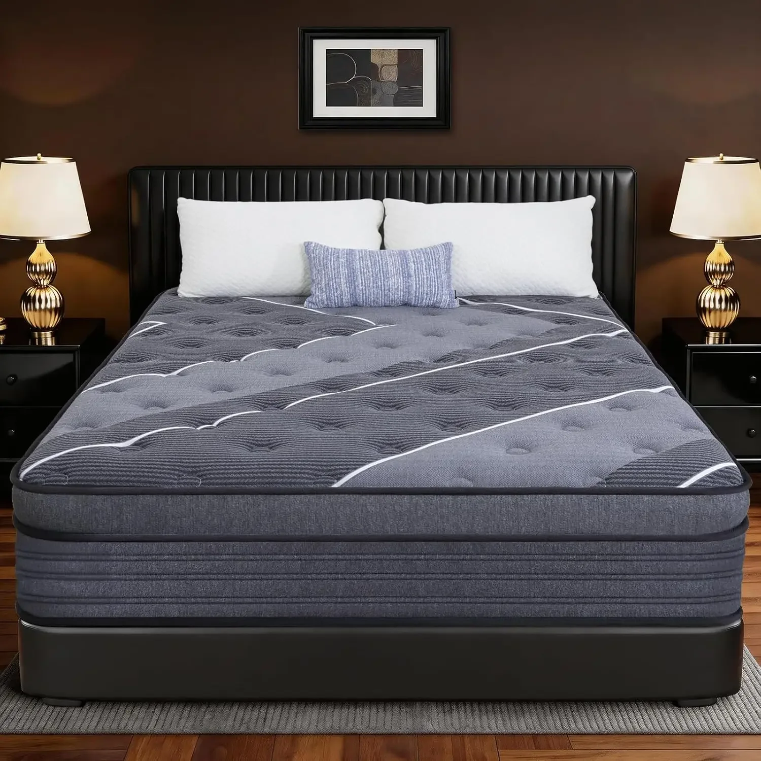 Full Mattress 12 Inch, Luxury Hotel-Level Cooling Hybrid Mattress in a Box | Upgraded Cooling Gel Memory Foam & Pocket Springs,