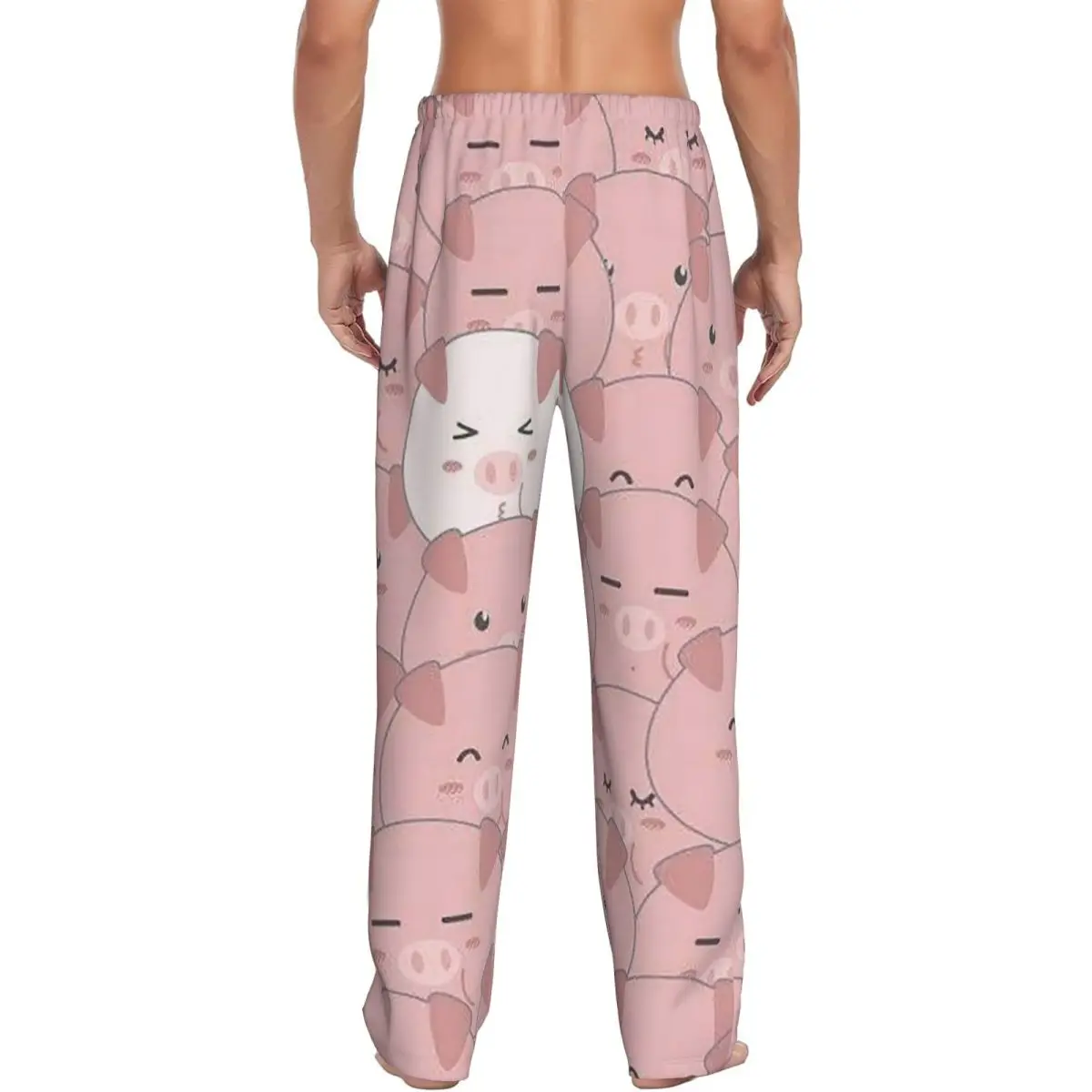 Custom Cartoon Pink Cute Pig Pattern (10) Men Pajama Pants Lounge Sleep Sleepwear Bottoms with Pockets