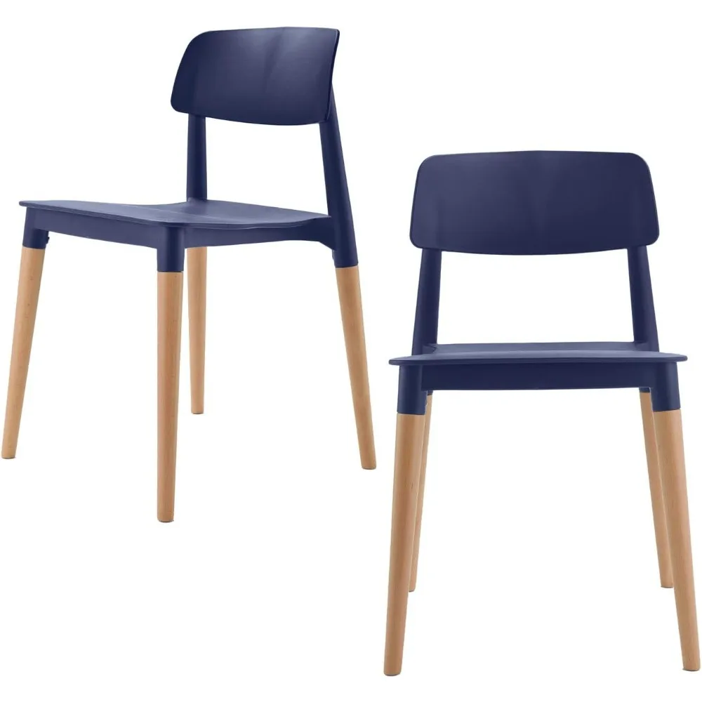 

Bel Dining Bistro Cafe Style Modern Minimalist Side Chair Set of 2 (Navy)