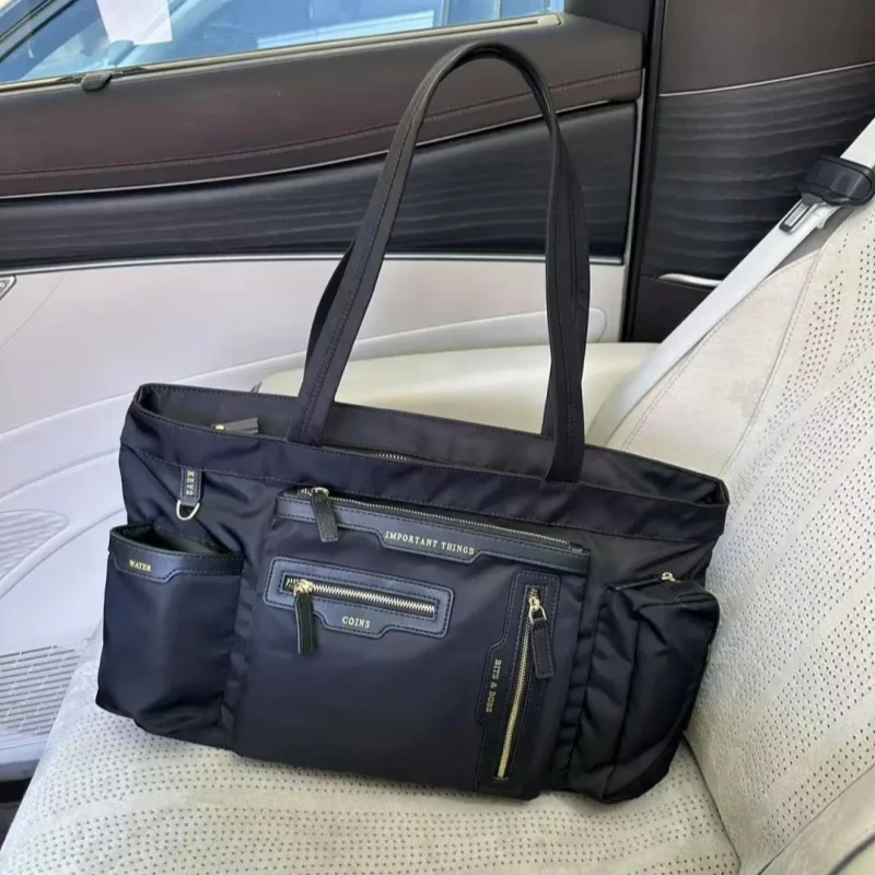 

Nylon Multi-pocket Tote Bag Multifunctional Lightweight Women's Handbag Large Capacity Versatile Horizontal Travel Shopping Bag