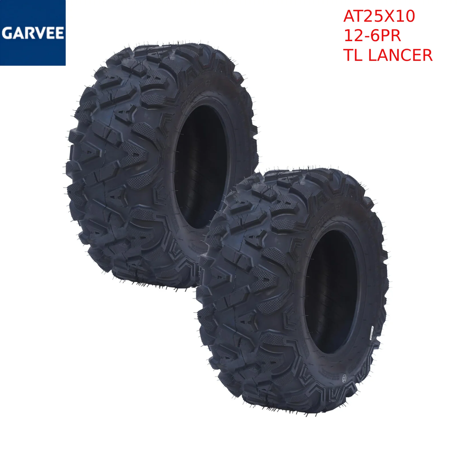 Superior Traction All-Terrain ATV/UTV Tire Set - 25x8x12, 6PR Tubeless, 15mm Deep Groove, Puncture Resistant for Farm Tractors & Utility Vehicles, Mud & Sand Off-Road, Fits ATV Rims, Lancer Design