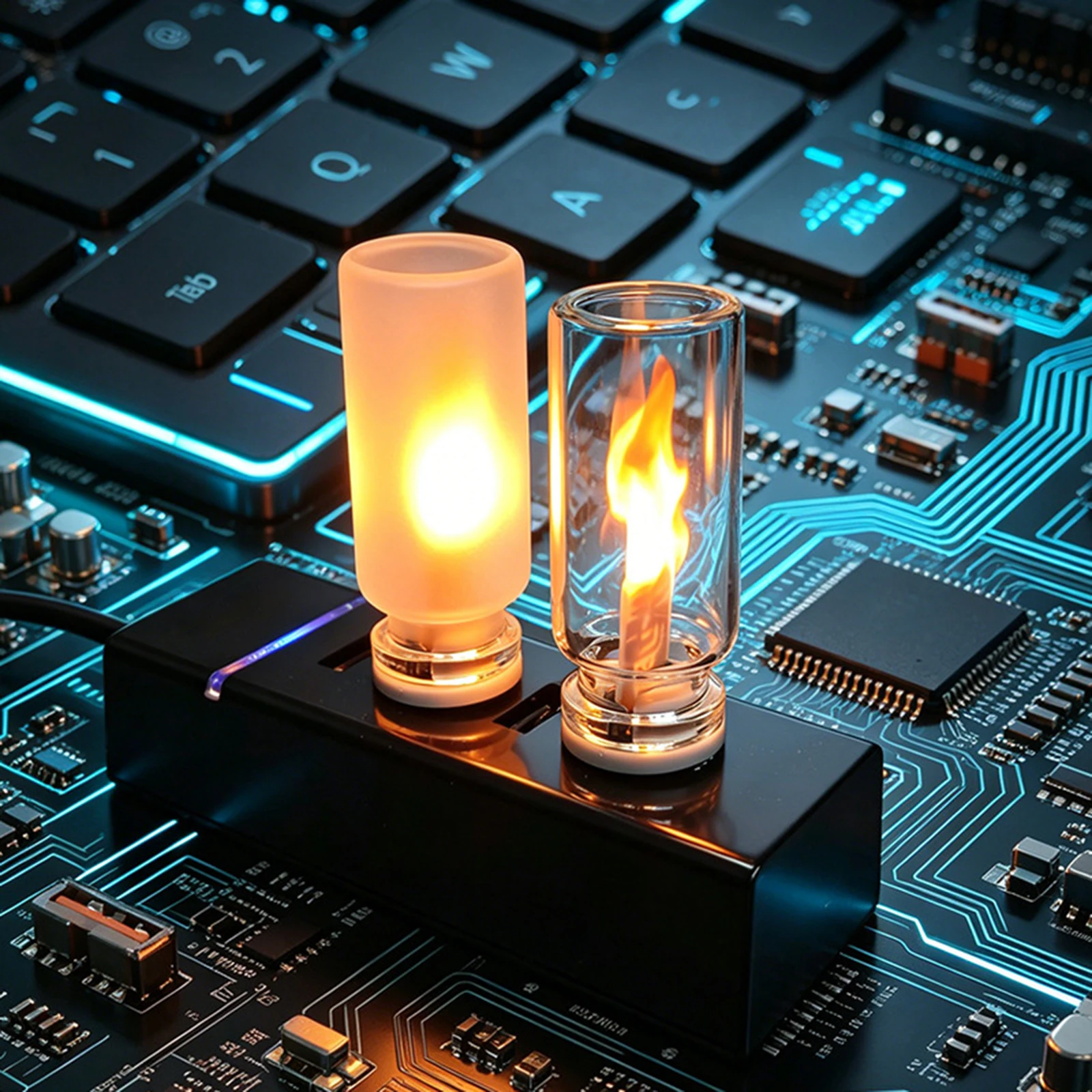 Flashing Ambient Light Plug and Play USB LED Flame Lights Portable Mini Nightlights for Parties & Christmas Decor