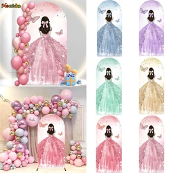Quinceanera Girl's 15th Birthday Party Arch Backdrop Glitter Princess Dress Butterfly Background Wedding Baby Show Photo Studio