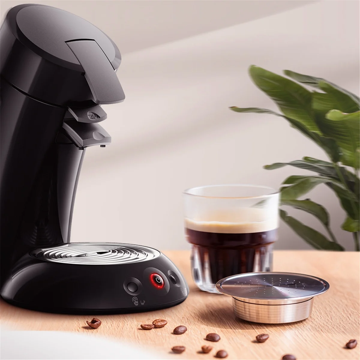 A58E-Stainless Steel Reusable Coffee Capsule Pods for Philips Senseo HD7801 Machine Coffee Maker Espresso Filter Metal Tamper