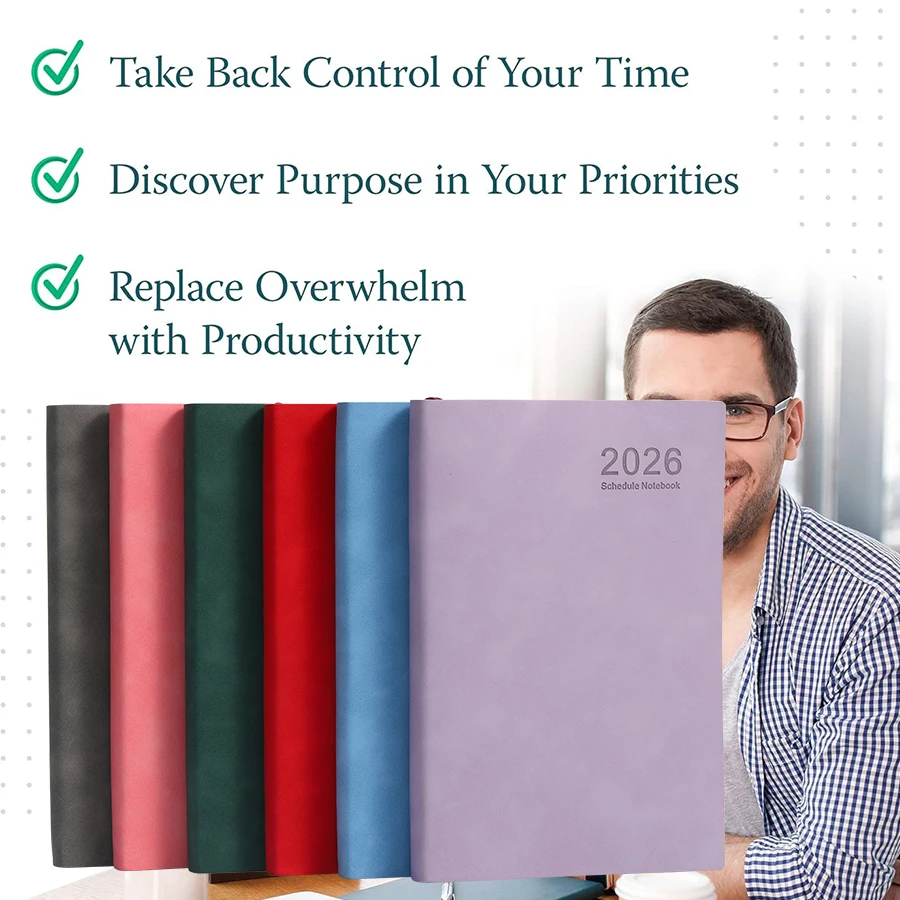 365-Day 2026 المحمولة A5 مخطط الجيب غطاء من البولي يوريثان الجدول اليومي الأسبوعي دفتر التقويم مجلة جدول اللوازم المكتبية المدرسية #3