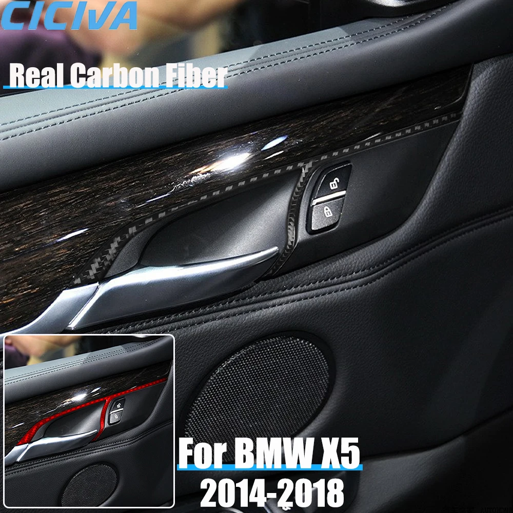 

Real Carbon Fiber Car Accessories Door Handle Frame Decorative Trim Cover Soft Sticker For BMW X5 F15 2014 2015 2016 2017 2018