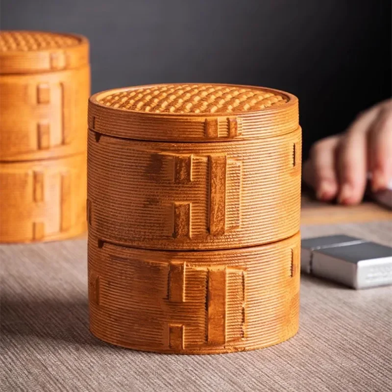 Cendrier créatif avec couvercle, cendres anti-mouches, nostalgie rétro, décoration de bureau florissante