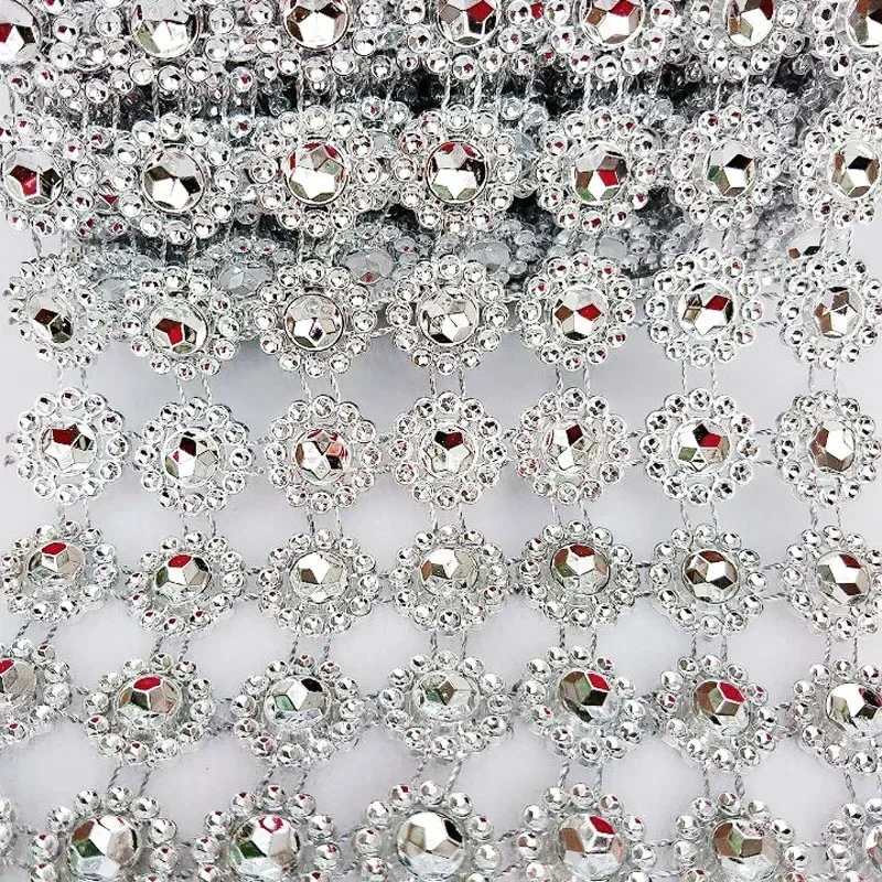 1 Yard Bling Diamond Mesh Roll Acrylic Ribbons Party Birthday Wedding DIY Decorations Table Cake Wrap Crystal Tulle