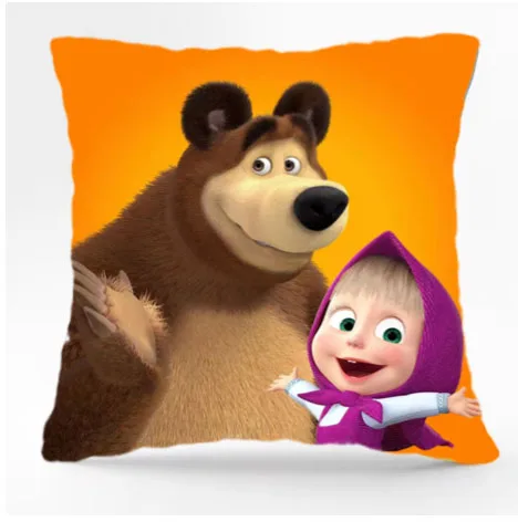 New Masha and the bear short plush double sided cartoon printed pillow case cartoon characters children pillow case home  masha