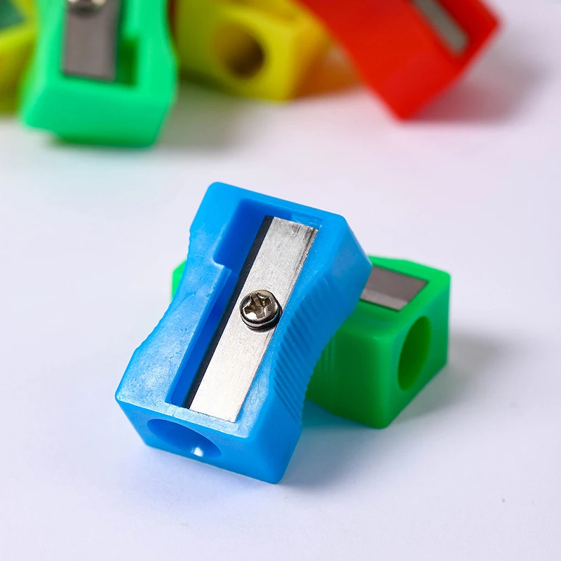 20Pcs Portable Simple Mini Colored Single Hole Rectangular Plastic Pencil Sharpener Student Children Stationery School Supplie