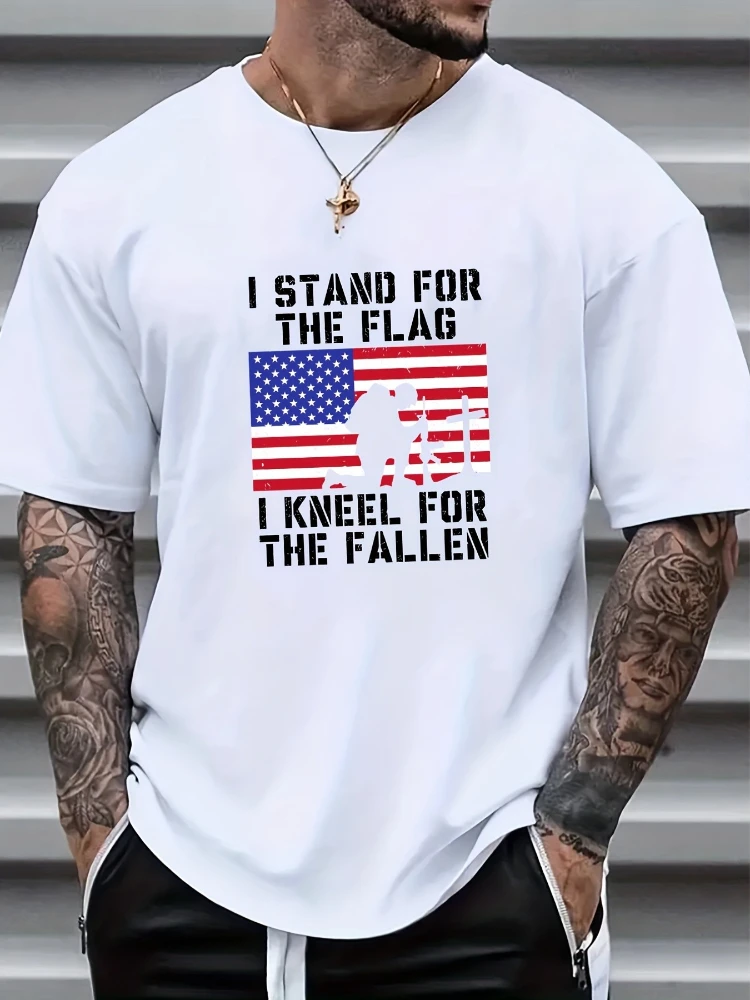 

American Independence Day Patriotic pattern design -100% cotton summer casual O-neck short sleeve printed men's T-shirt.