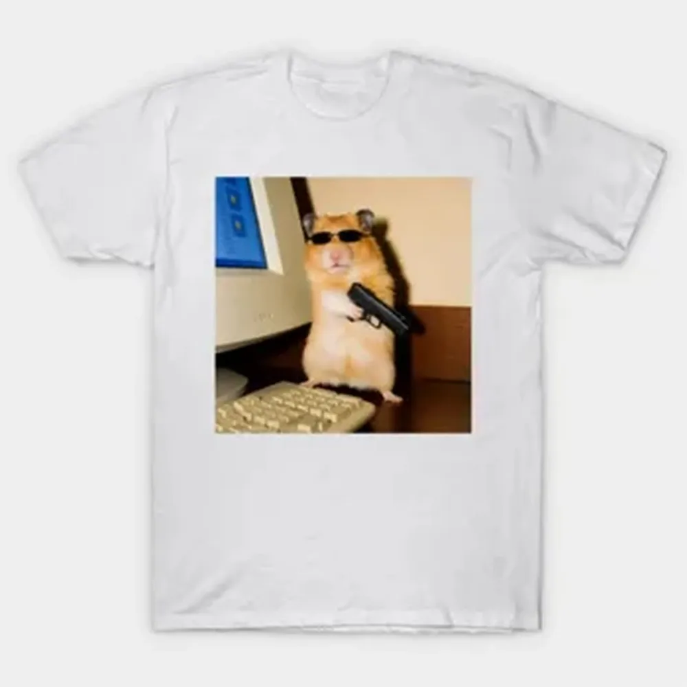 Funny Hacker Hamster With Sunglasses T-shirt For Men Women 100% Cotton T Shirts Short Sleeve