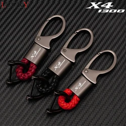 Key Chain For Honda CB1300 CB 1300 X4 X41300 1997 -2003 Accessories Custom LOGO Motorcycle Braided Rope Keyring Metal Keychain