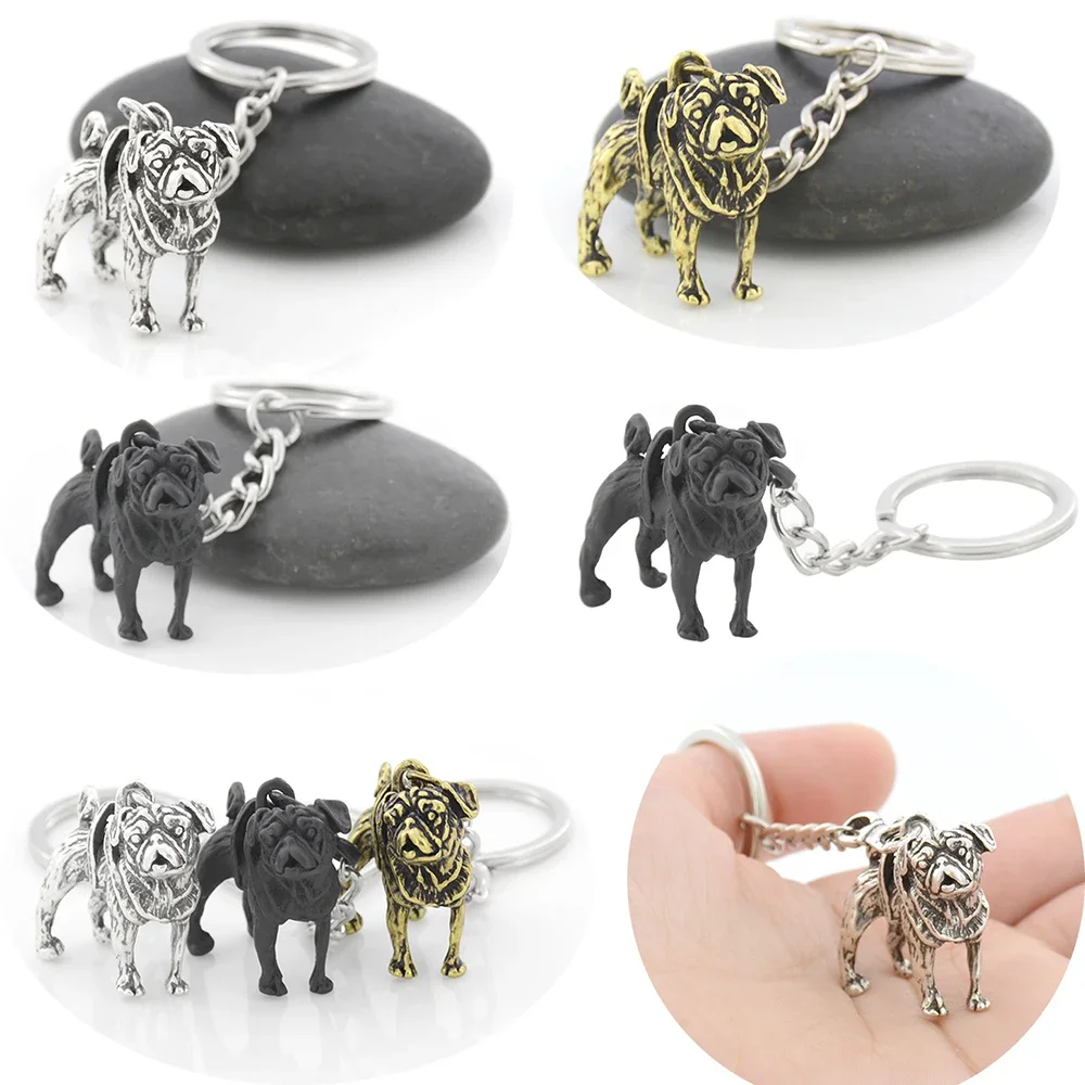 1 Piece 7 Style French Bulldog Dachshund Schnauzer Pug English Bulldog Dog Cat Key Chains Keychains Keyrings Pet Jewellery