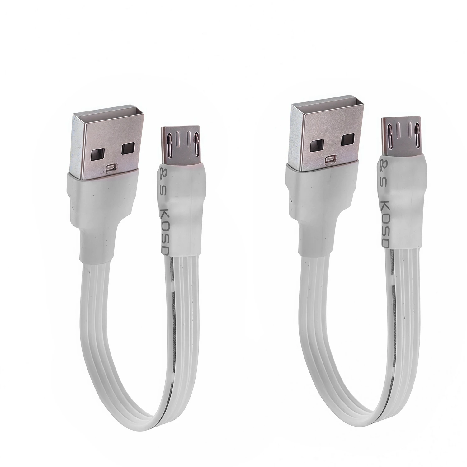 white Flat elbow Micro USB data charging line, straight UP Down left and right USB universal data cable for Android phones 50CM
