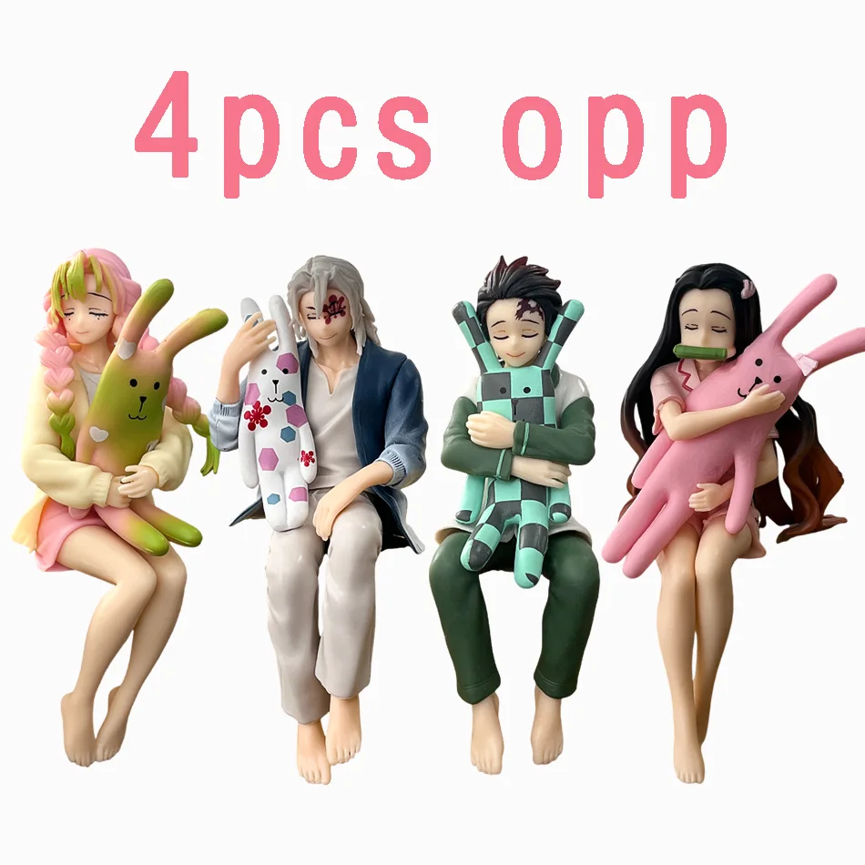 Heiße Anime Demon Slayer Figuren: Kamado Nezuko, Uzui Tengen, Kamado Tanjirou, Kanroji Mitsuri in Sitzposition – PVC-Spielzeug als Geschenk, auf Lager