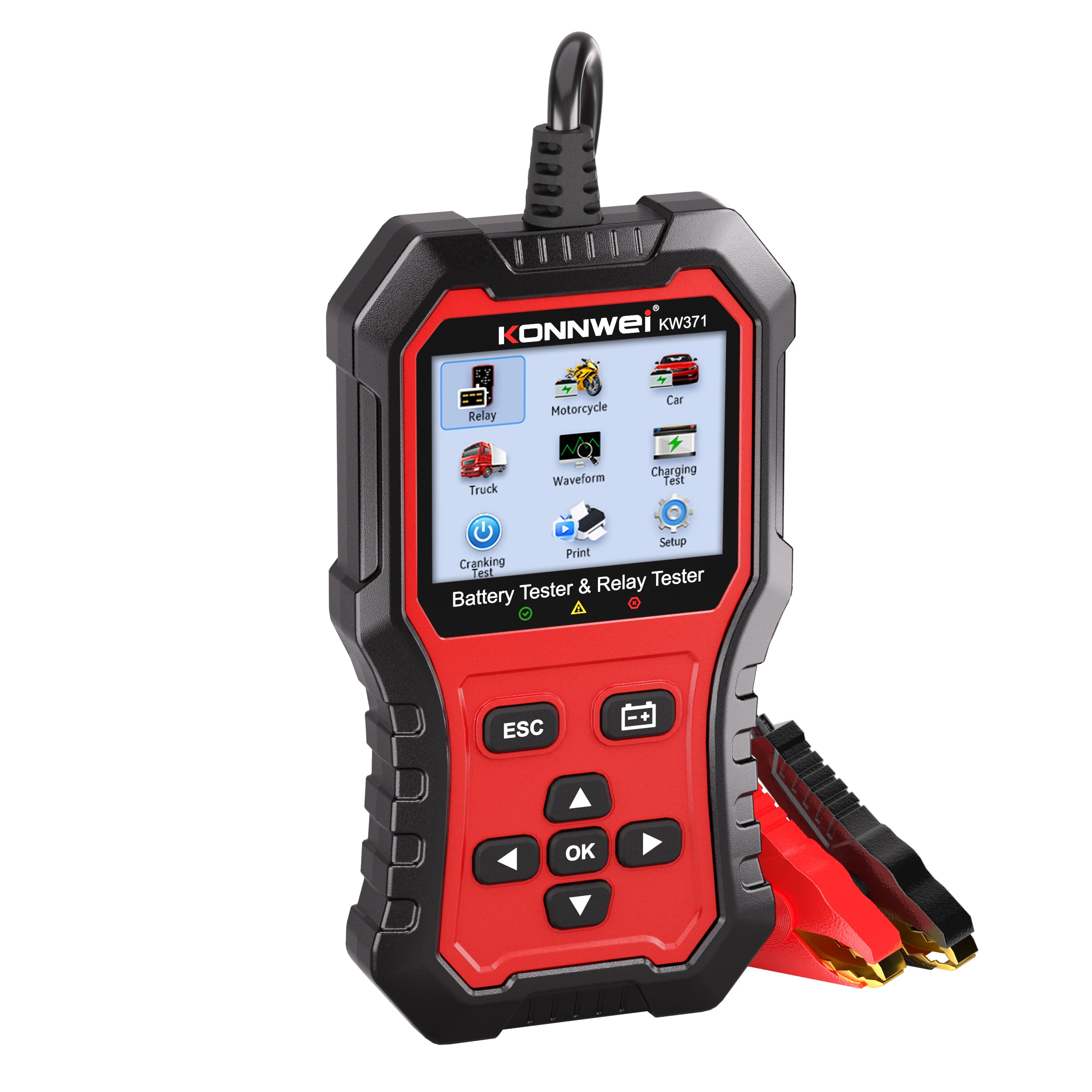 6V 12V 24V Battery Tester with Relay Test, Car Battery Load Analyzer, LCD Display 4-Pin Relay Functional Tool for Auto Shop