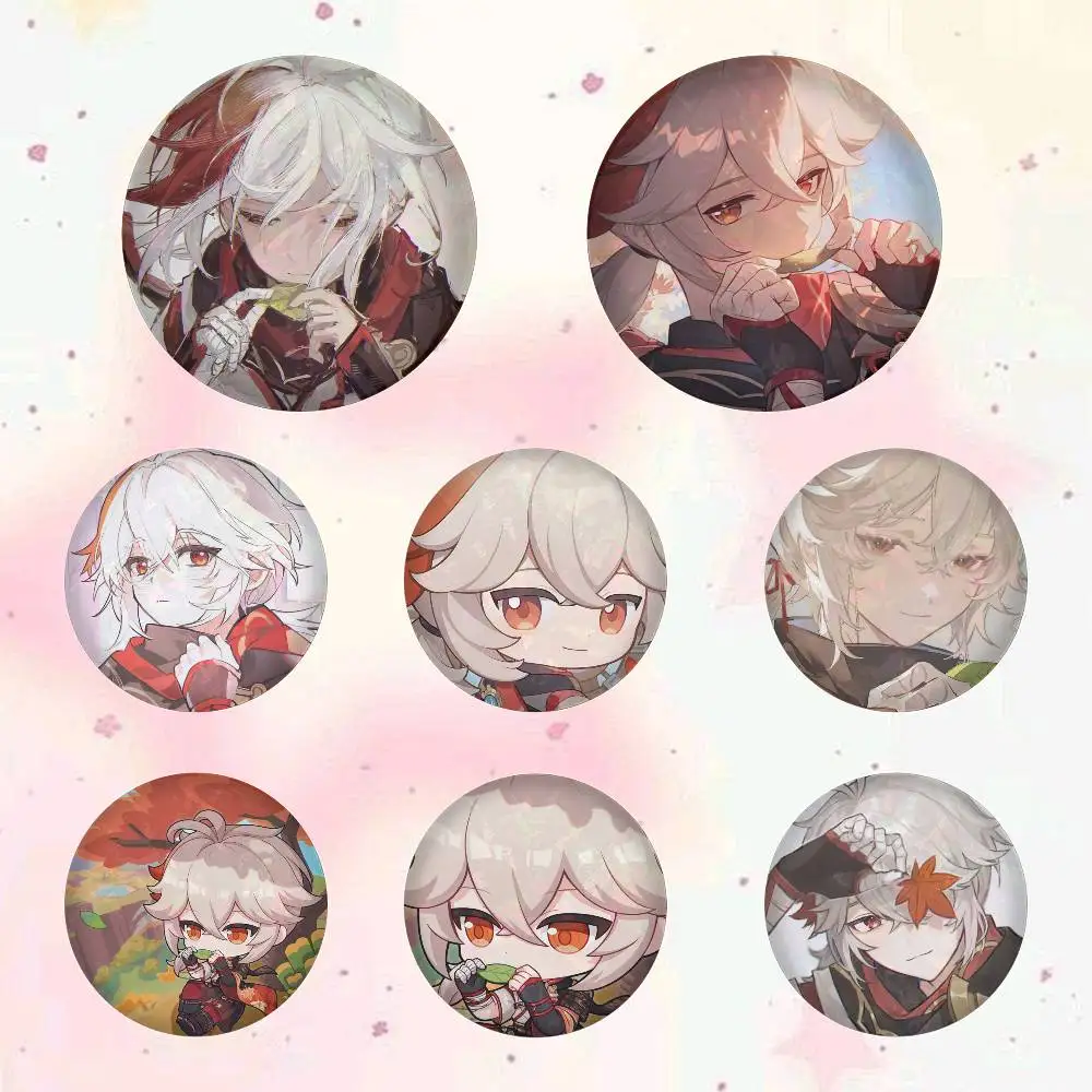 Kaedehara Kazuha Genshin Impact Badges Button Round Creative Pin Brooch Badge Bag Decor Accessories Fans Collect Friends Gifts