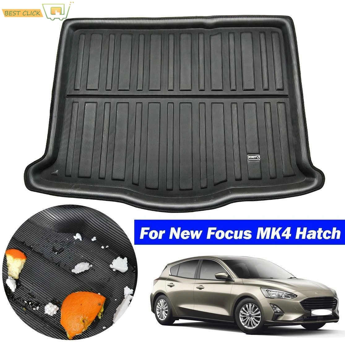 Car Boot Liner Cargo Tray For Ford Focus MK4 4 MKIV Hatch Hatchback 2019 2018 Boot Rear Trunk Floor Mat Carpet Accessories