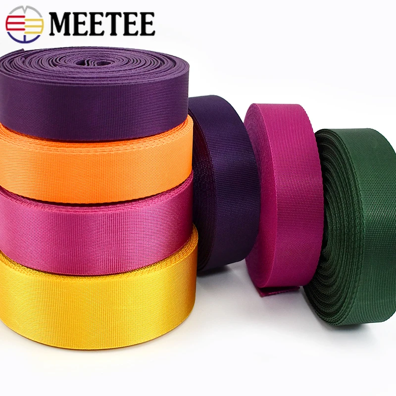8M Meetee 20-50mm Nylon Webbing Tape for Backpack Strap Band Ribbons Seat Belt Label DIY Bags Binding Fabric Sewing Accessories