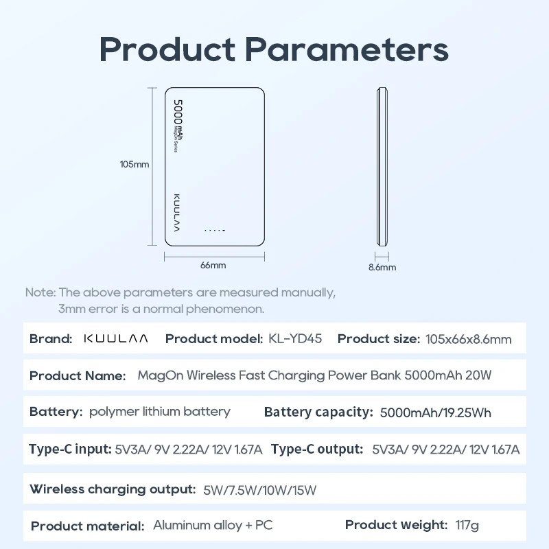 KUULAA Magsafe Power Bank 5000mAh Magnetic Wireless Phone Charger External Battery 20W Fast Charging For iPhone 15 14 PowerBank