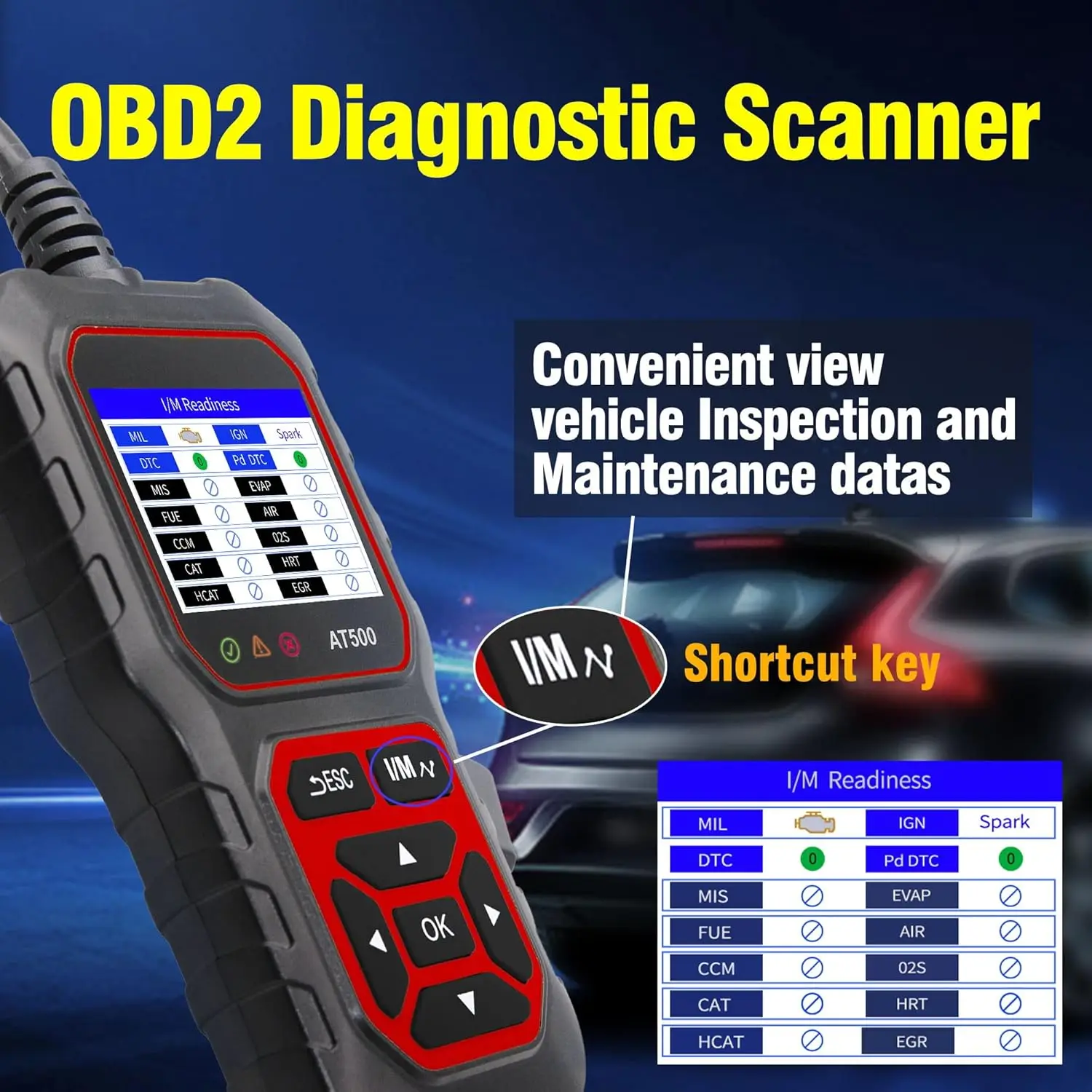 AT500 OBD2 Scanner - Professional Code Reader for OBD II Cars (1996+)