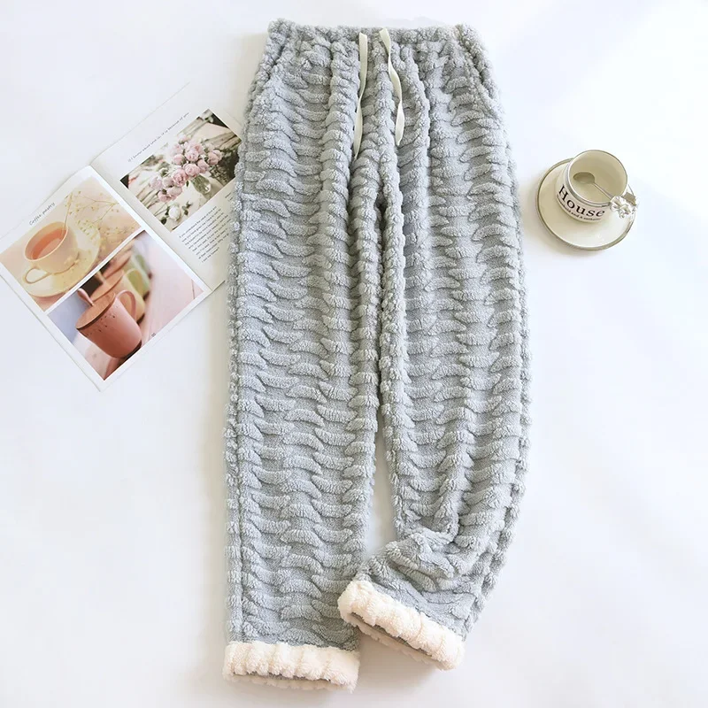 

2025 Autumn/Winter New Women's Sleeping Pants Fleece Thickened and Velvet Long Pants Small Crescent Large Home Pants Ladies